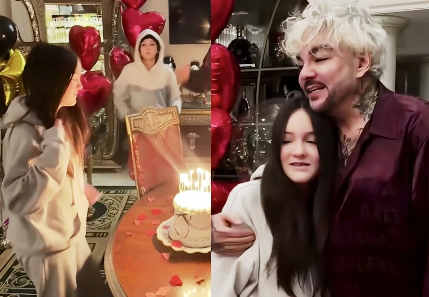 Хлопушки, торт и пакеты из ЦУМа. Филипп Киркоров показал, как поздравил дочь с 14-летием