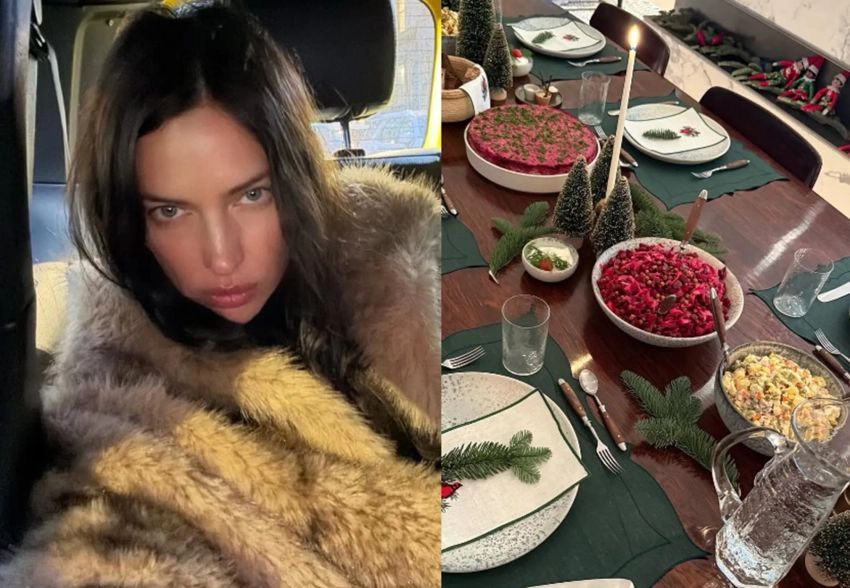 Шуба, оливье и пельмени: Ирина Шейк встретила Новый год в "русском стиле"
