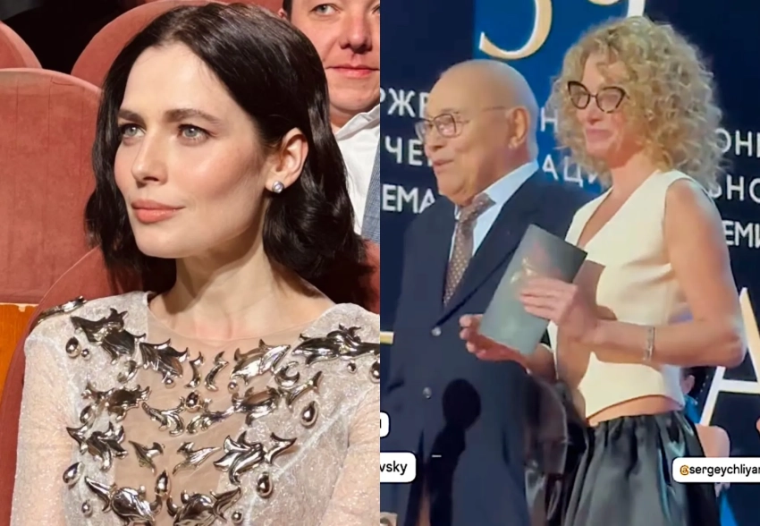 Юлия Высоцкая, Андрей Кончаловский, Юлия Снигирь, Евгений Цыганов и Юра Борисов с женой посетили премию "Ника"